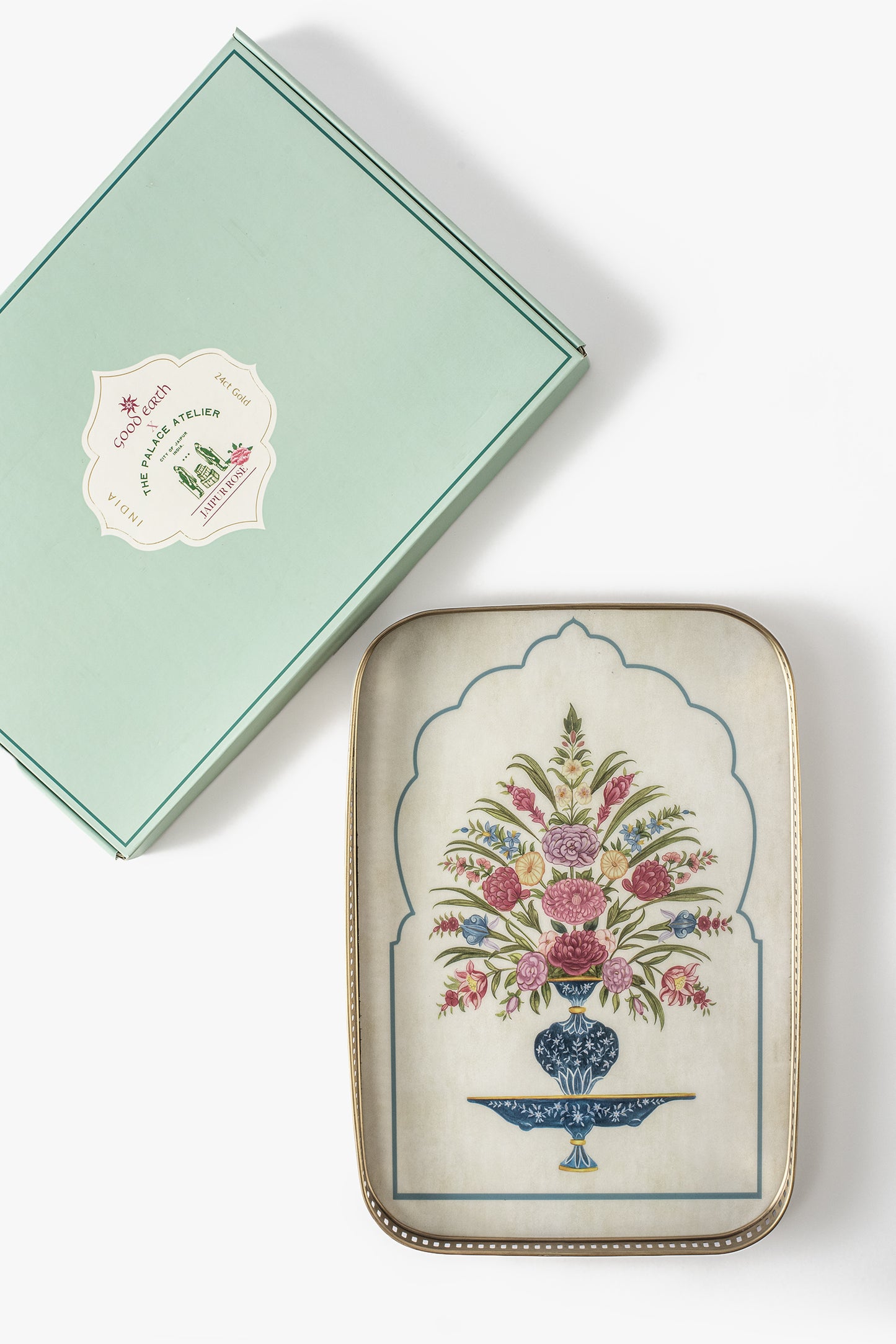 Jaipur Rose Guldasta Serving Tray (Large)