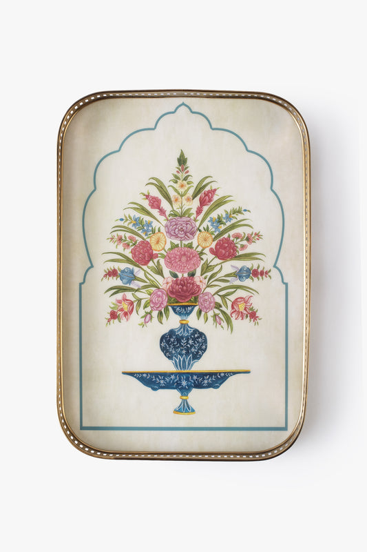 Jaipur Rose Guldasta Serving Tray (Large)