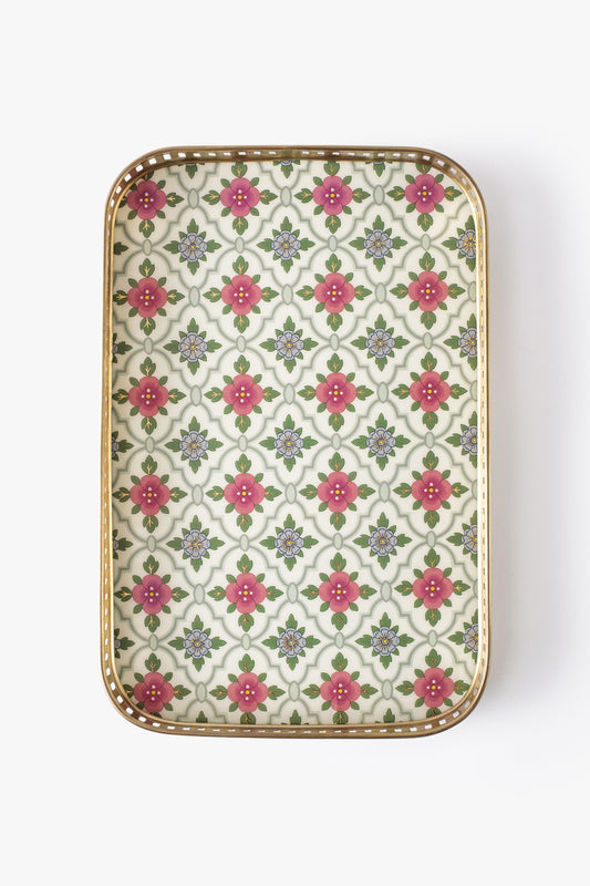 Jaipur rose Guldasta Serving Tray (Medium)