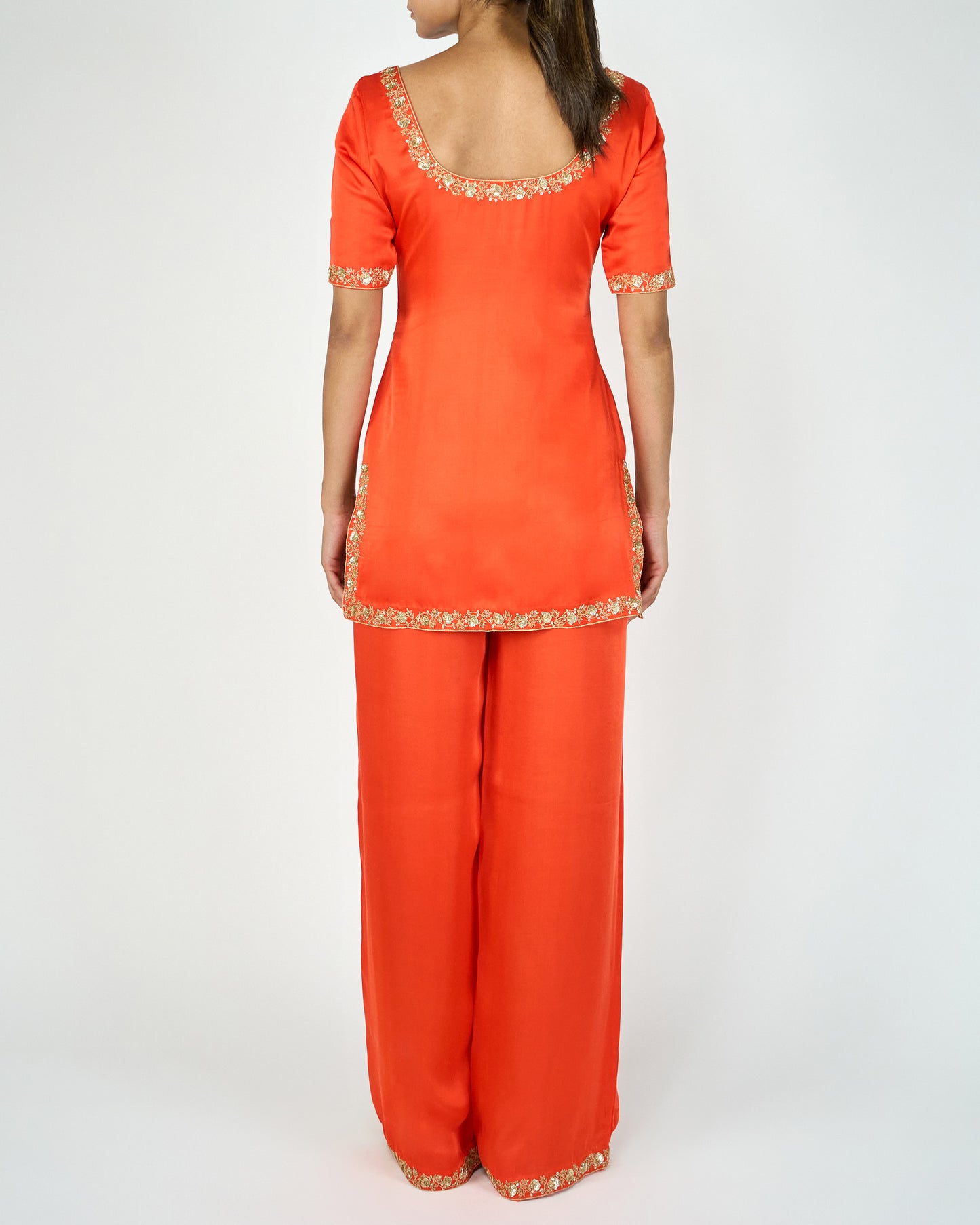 Embellished Kurta Set (Orange)