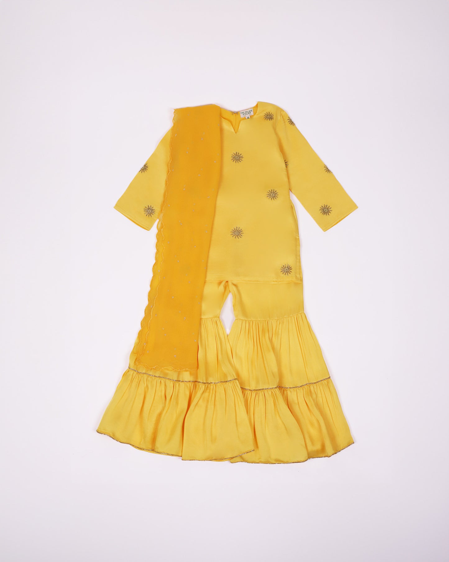 Embellished Sun Sharara Set (Yellow)