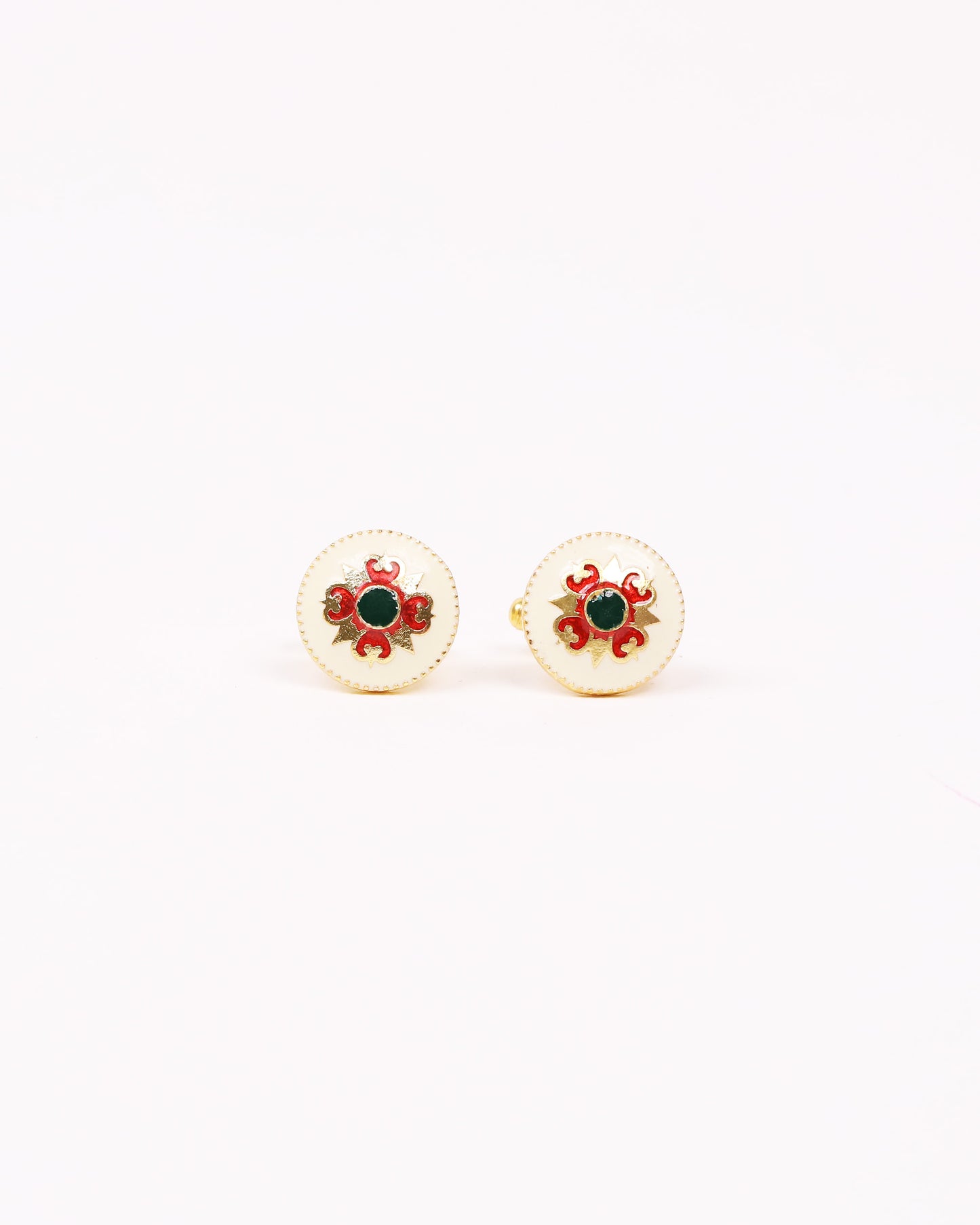 Meenakari Cufflink (Ivory & Red)