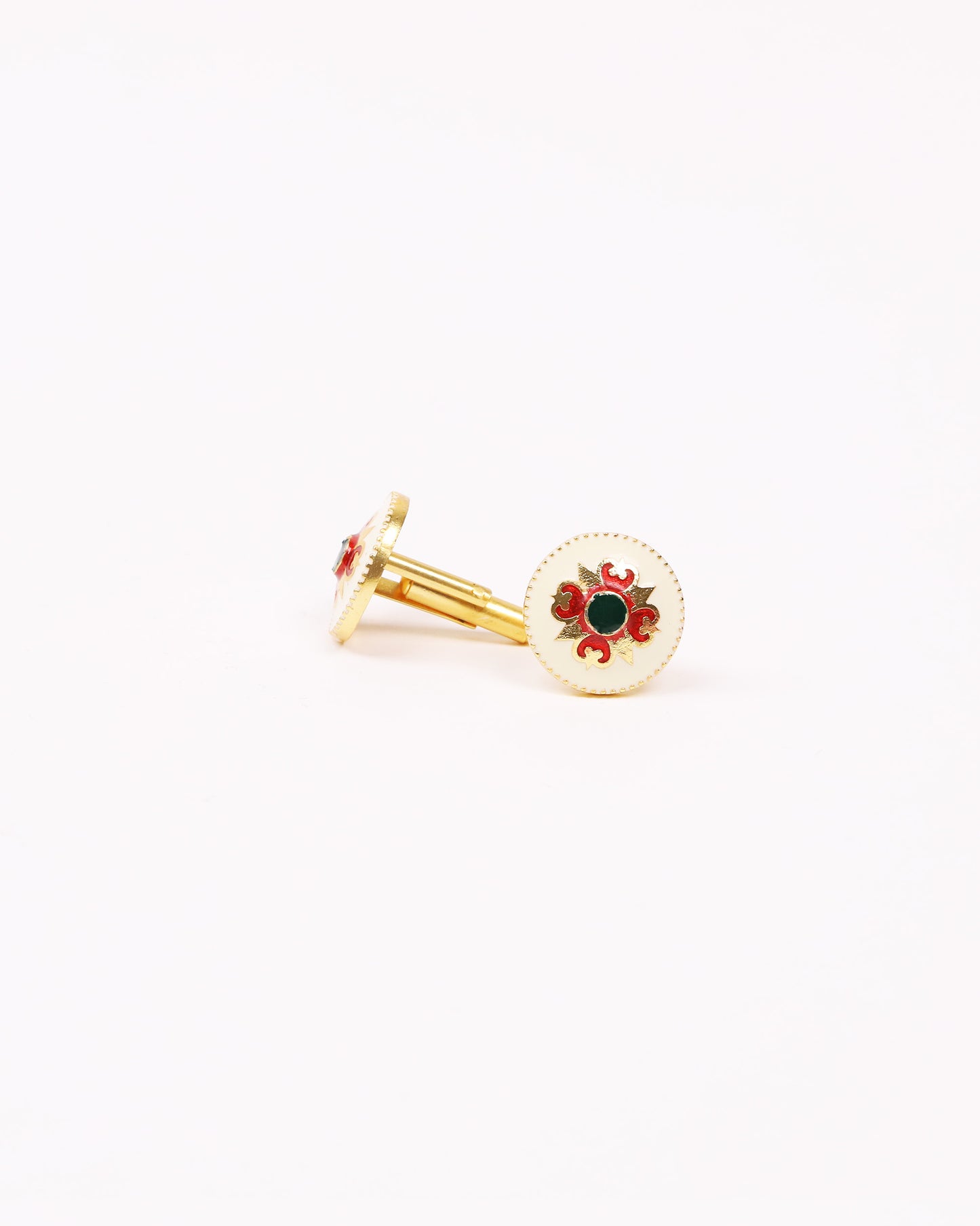 Meenakari Cufflink (Ivory & Red)