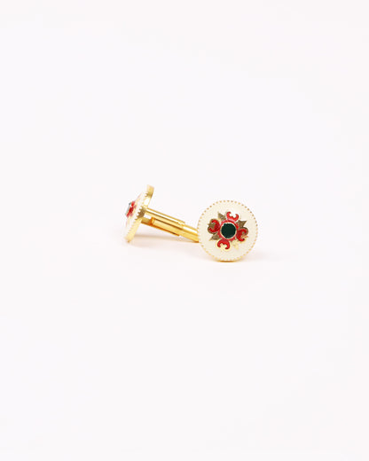 Meenakari Cufflink (Ivory & Red)