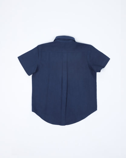 Wing-Tip Collar Shirt (Navy Blue)