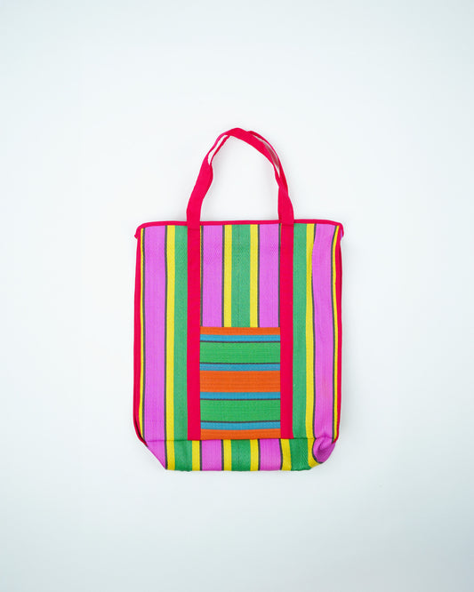 Nylon Tote Bag (pink & green)