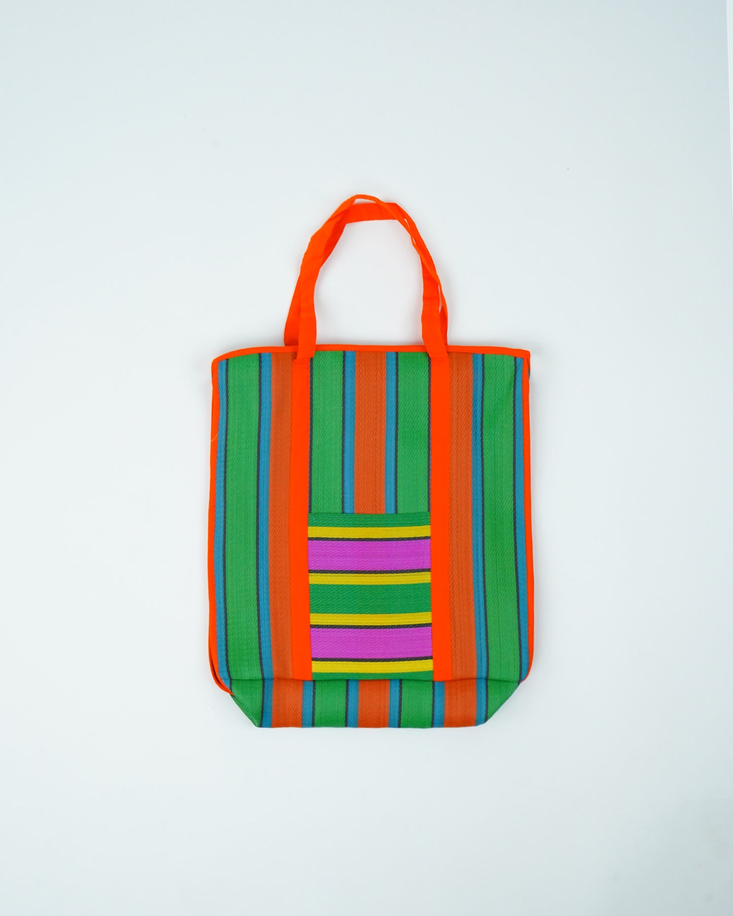 Nylon Tote Bag (green & orange)