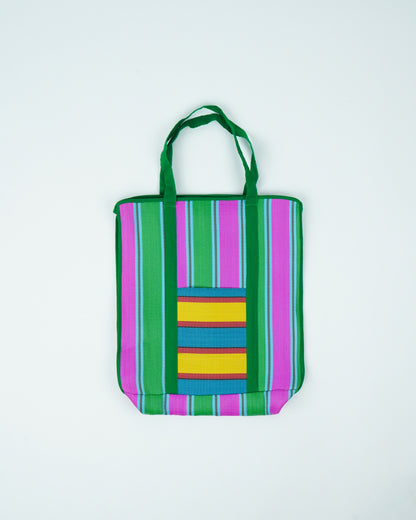 Nylon Tote Bag (pink & green)