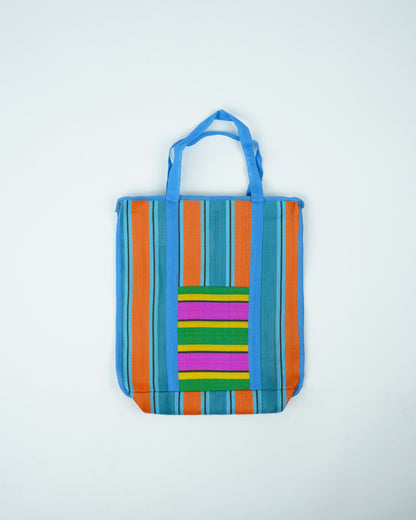 Nylon Tote Bag (blue & orange)