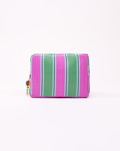 Nylon Essential Pouch (pink & green)