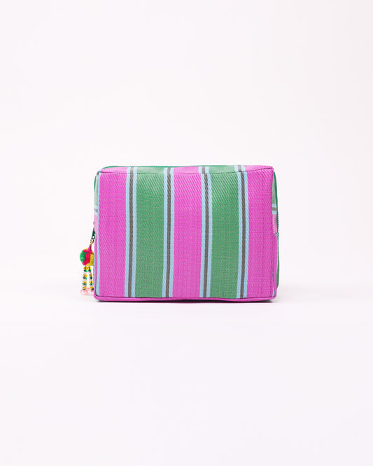 Nylon Essential Pouch (pink & green)