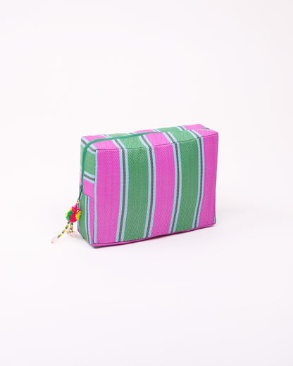 Nylon Essential Pouch (pink & green)