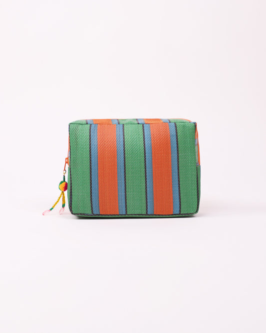 Nylon Essential Pouch (green & orange)