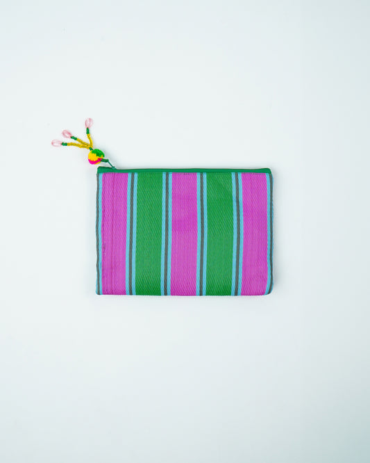 Nylon Pouch (pink & green)