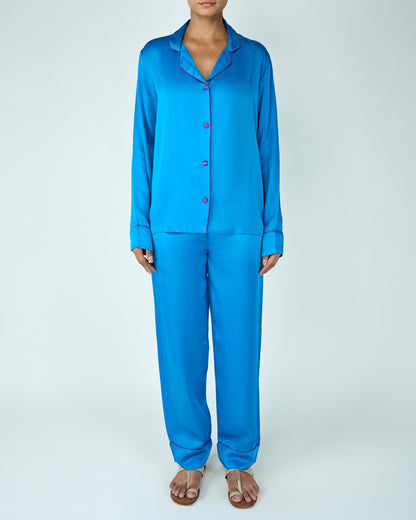 Satin Pyjama Set (Blue)