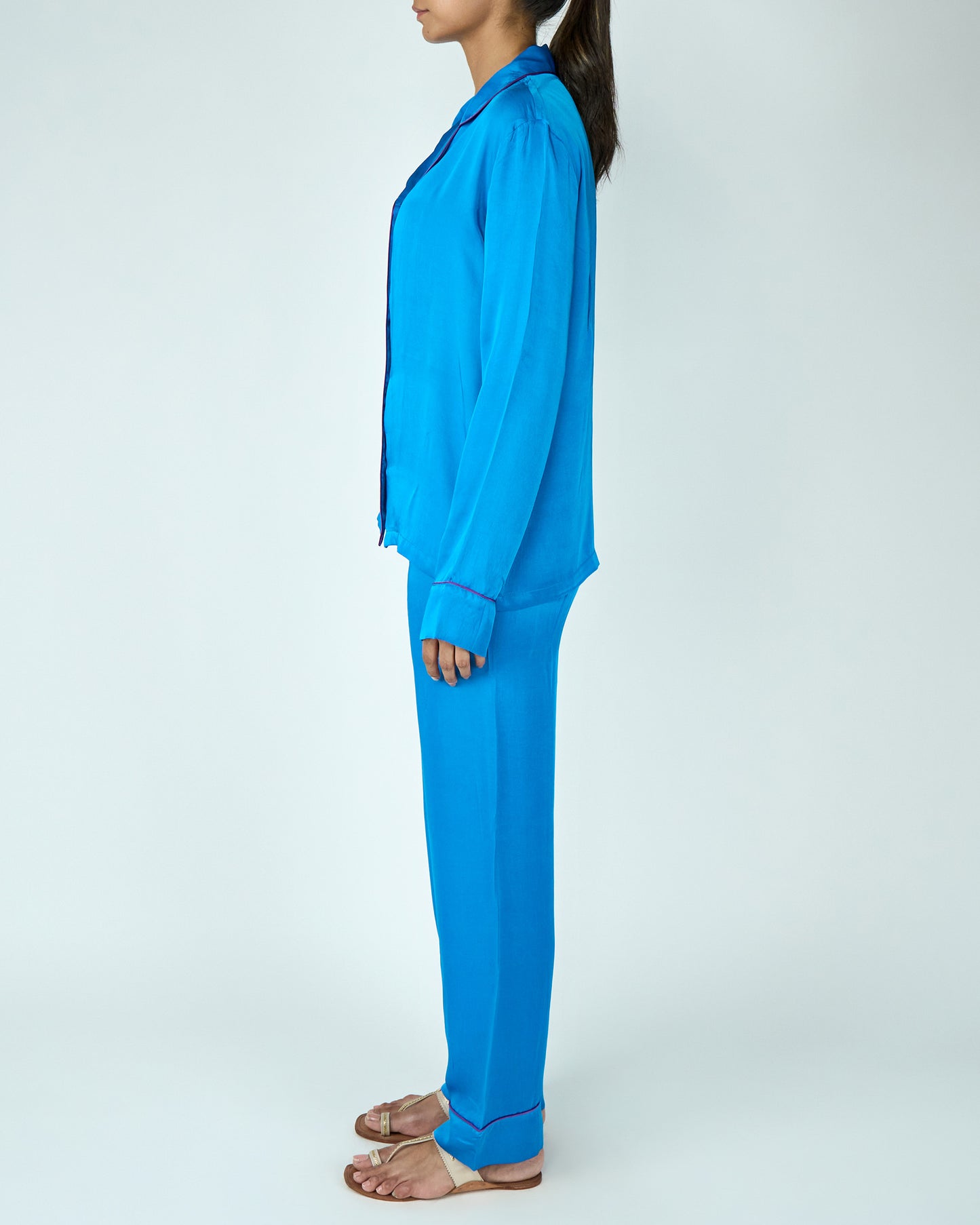 Satin Pyjama Set (Blue)