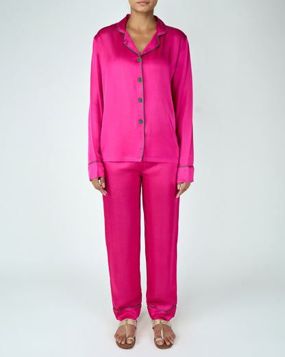 Satin Pyjama Set (Hot Pink)