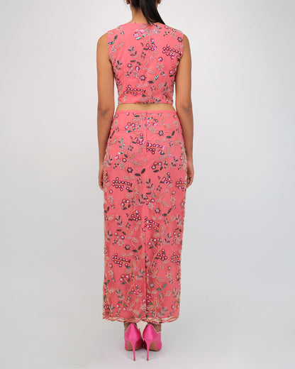 Embellished Skirt & Top Set (Peach)