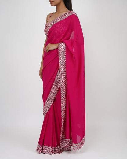 Flower Petal Sari (Hot Pink)