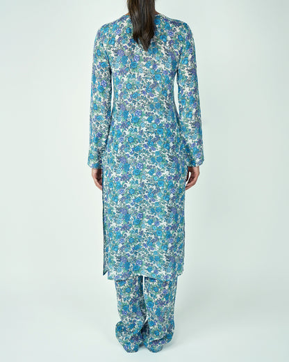 Printed Kurta Set (Blue)