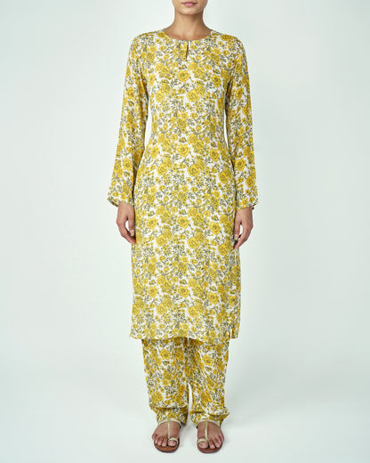 Printed Kurta Set (Yellow)