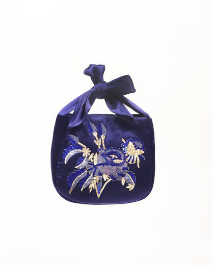 Sequin Knot Purse (Navy Blue)