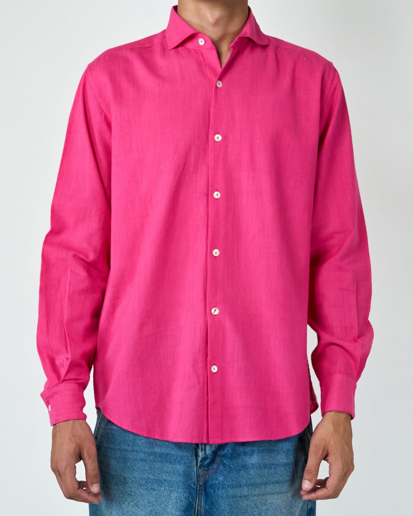 Wing Tip Collar Shirt (Hot Pink)