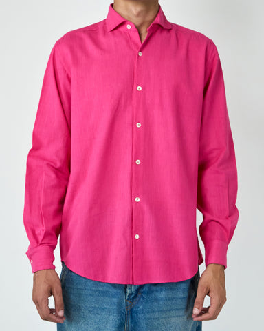 Wing Tip Collar Shirt - Hot Pink