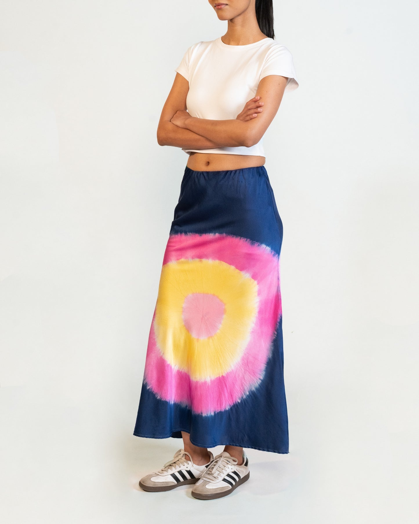 Satin Silk Tie & Dye Skirt