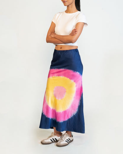 Satin Silk Tie & Dye Skirt