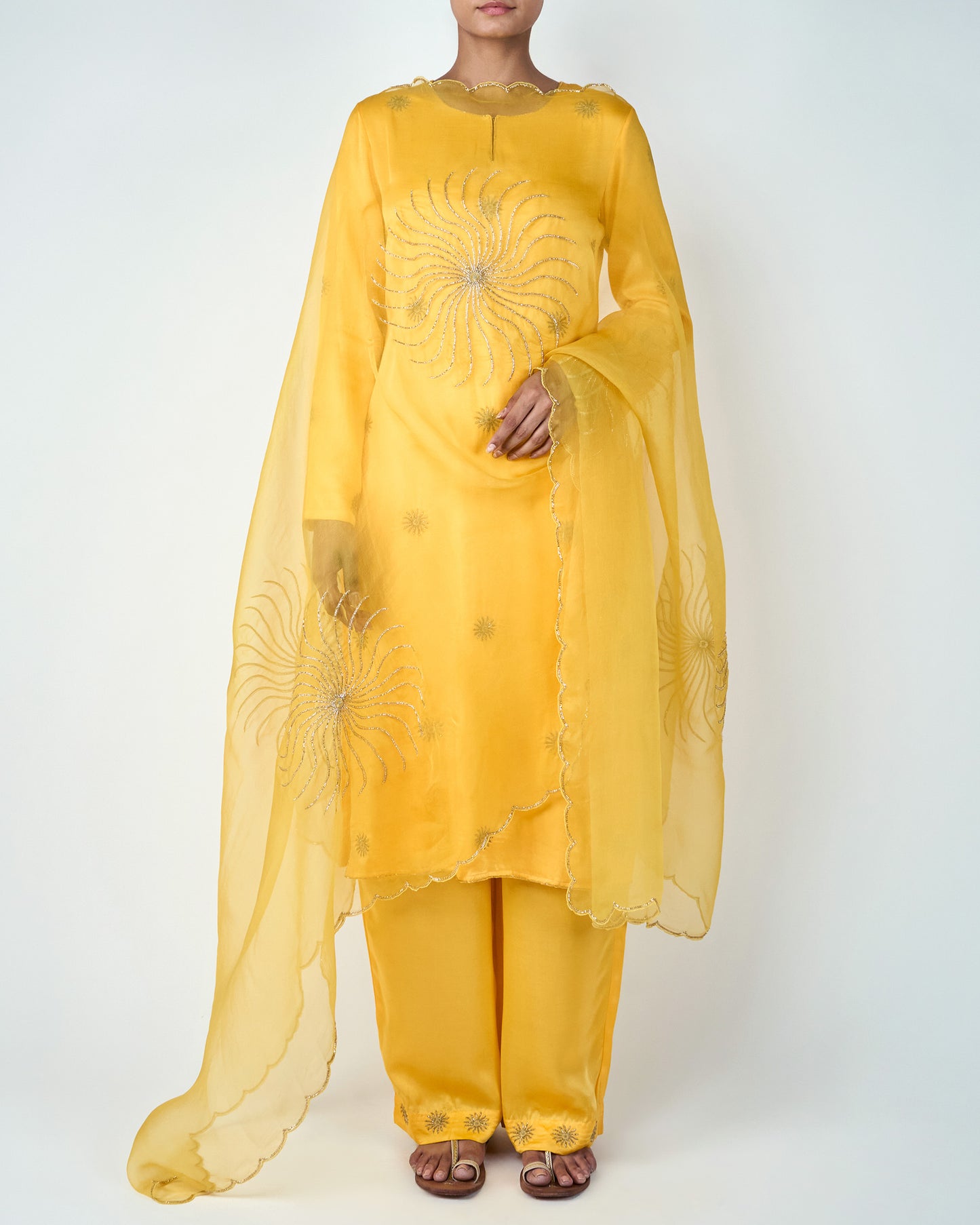 Embellished Sun Kurta Set (yellow)