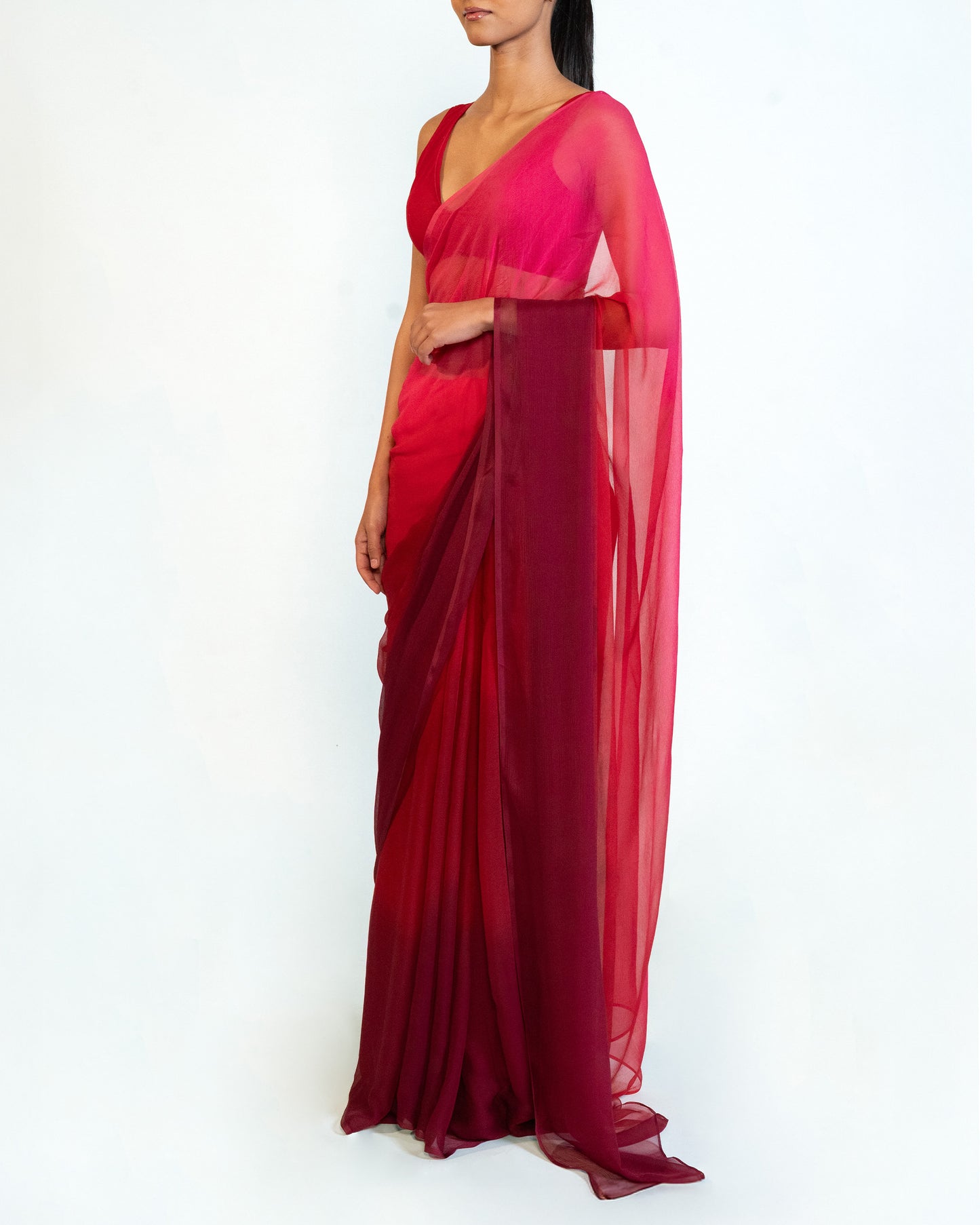 Saree- Pink & Maroon