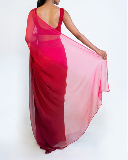 Saree- Pink & Maroon