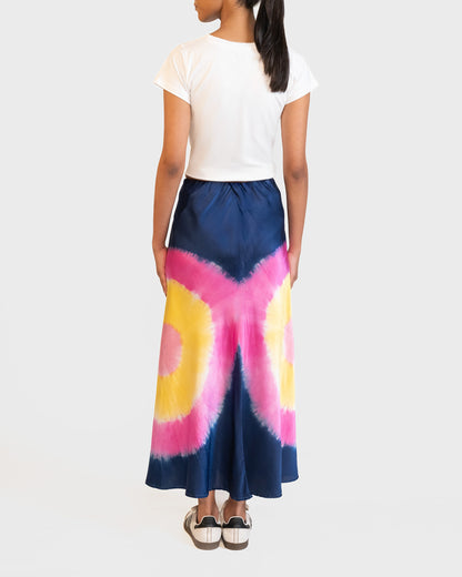 Satin Silk Tie & Dye Skirt