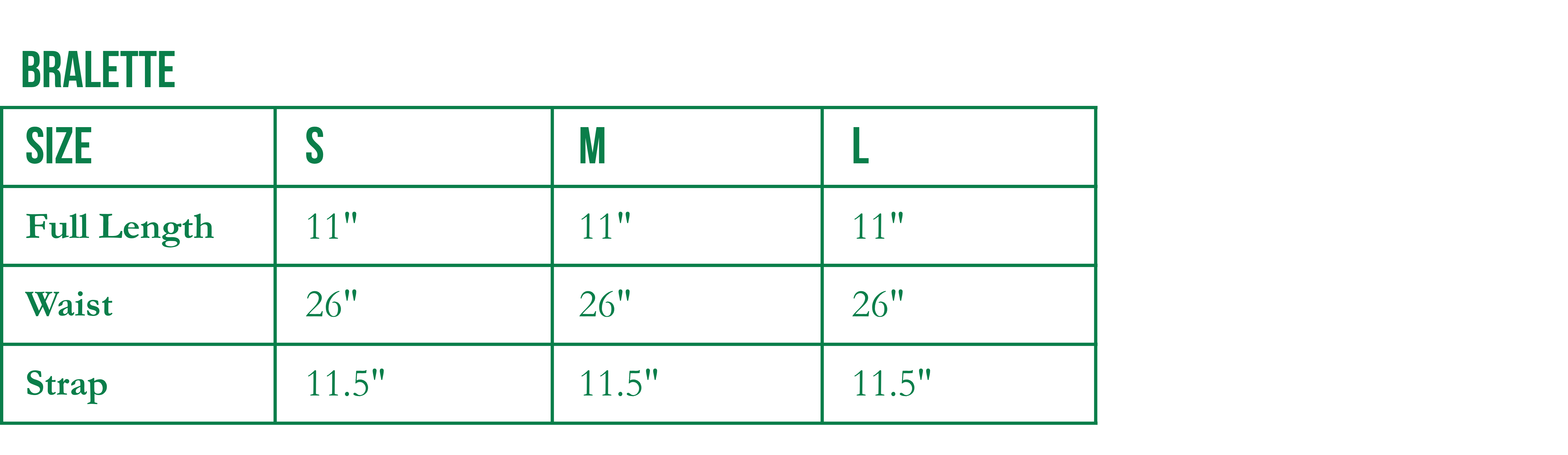 Size Chart for Organza cape & bralette Set