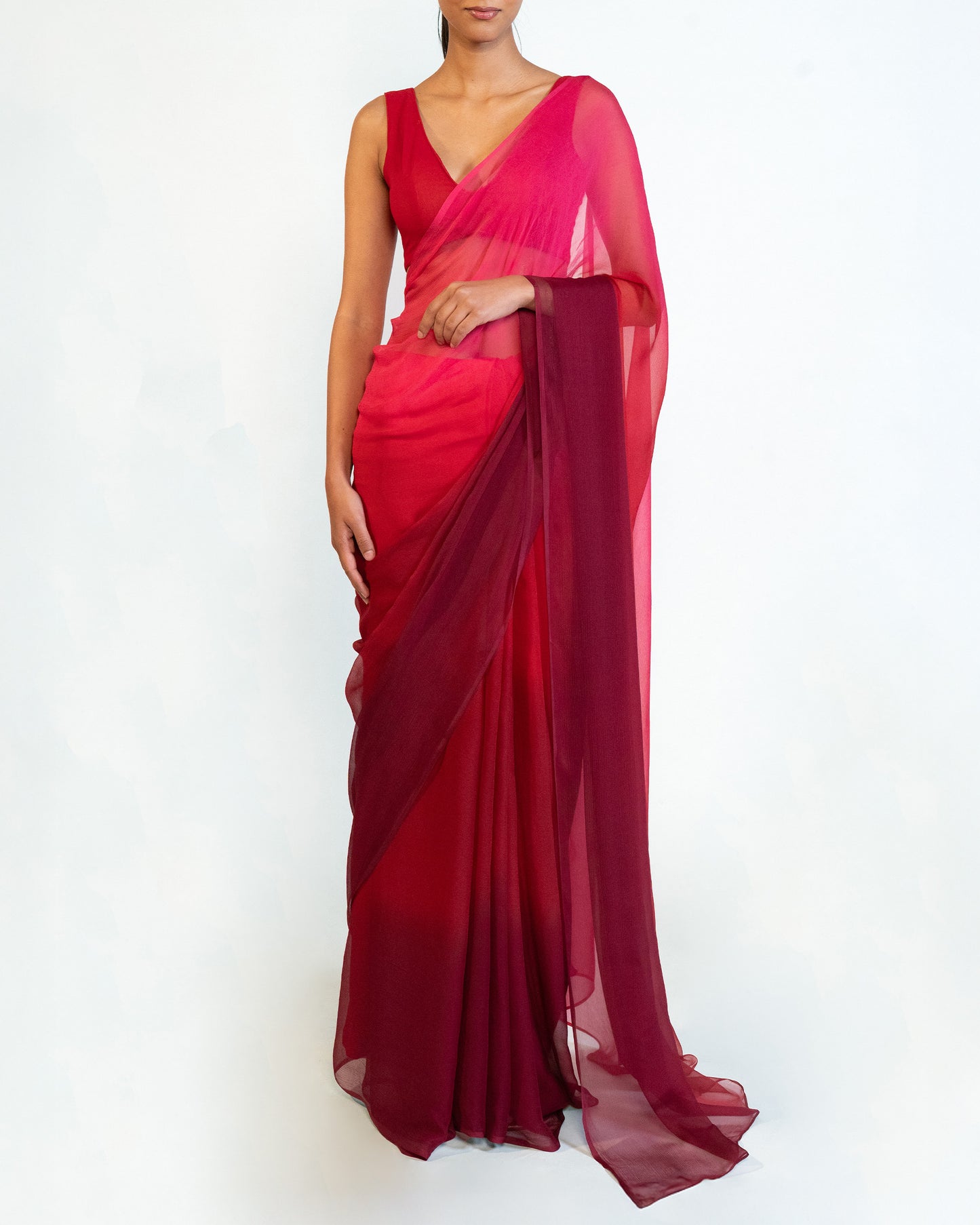 Saree- Pink & Maroon