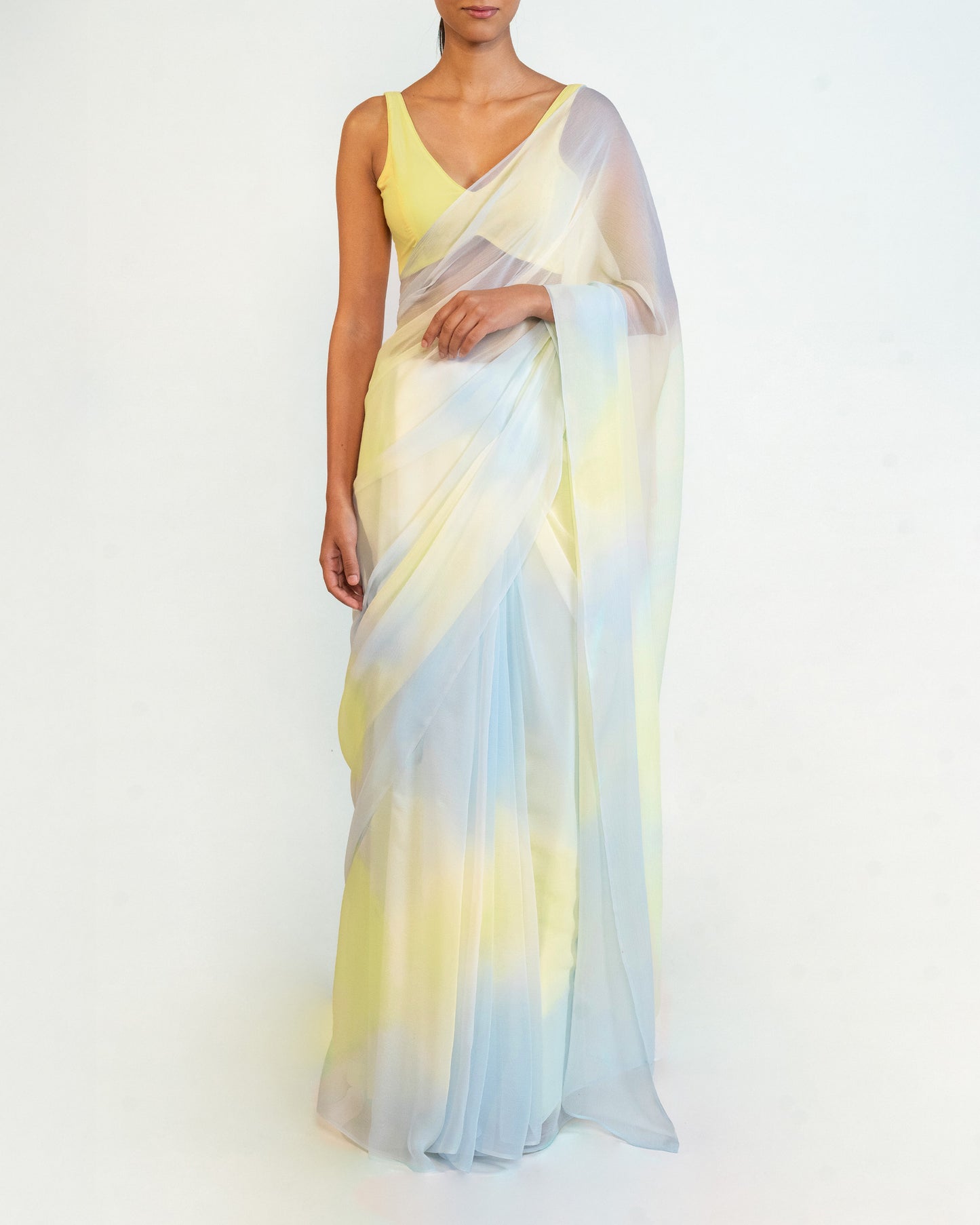 Saree- Yellow & Blue