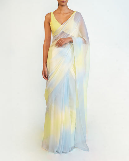 Saree- Yellow & Blue