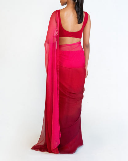 Saree- Pink & Maroon