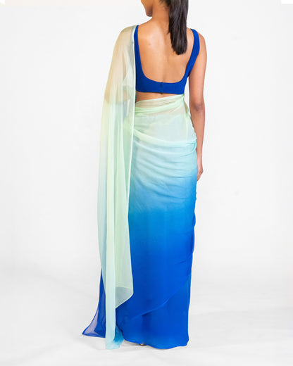 Saree- Green & Blue
